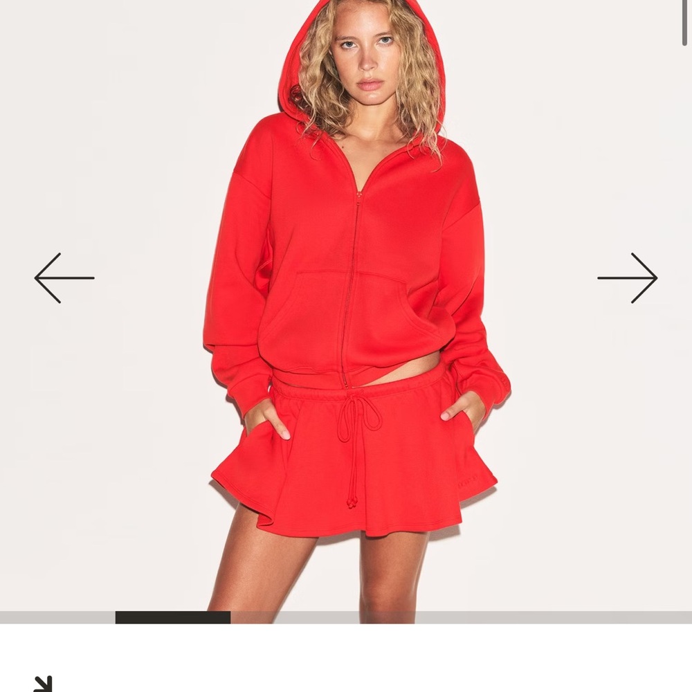 SKIMS NWT Red Cotton Fleece Micro Skirt